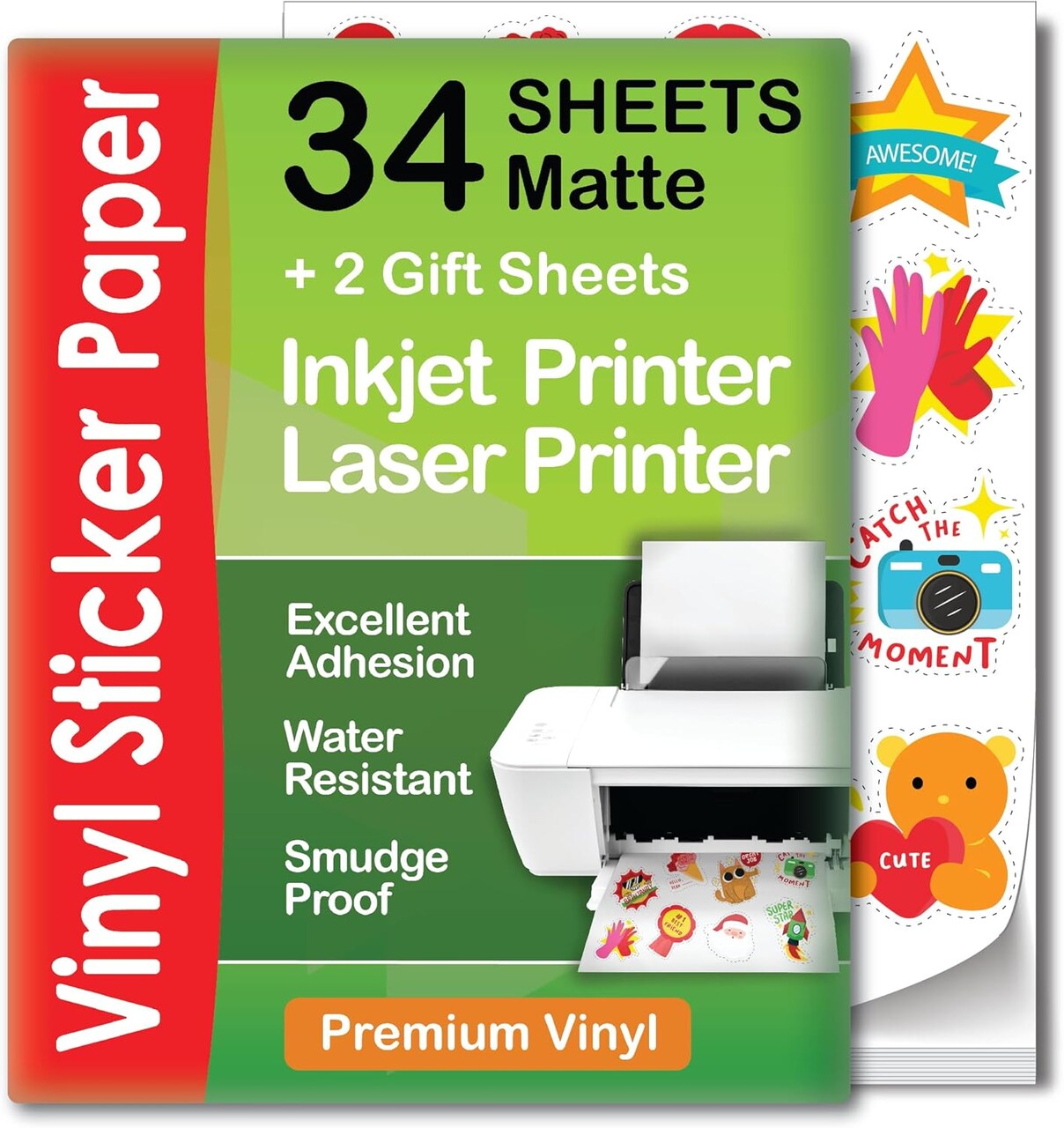 Premium Printable Vinyl Sticker Paper for Inkjet & Laser Printer